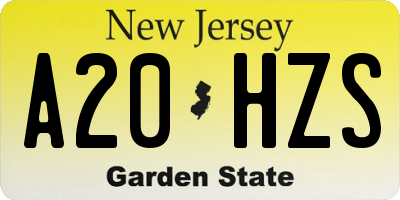 NJ license plate A20HZS