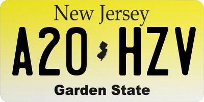 NJ license plate A20HZV