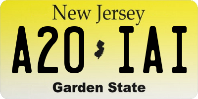 NJ license plate A20IAI