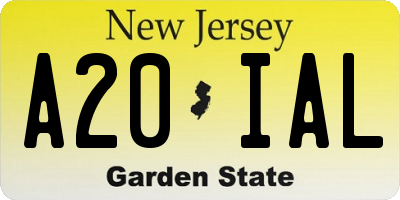 NJ license plate A20IAL