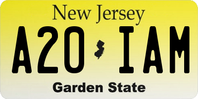 NJ license plate A20IAM