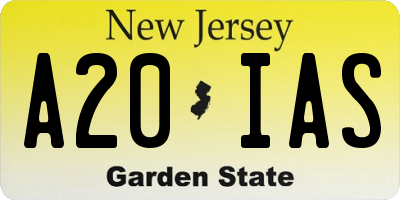 NJ license plate A20IAS