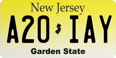 NJ license plate A20IAY