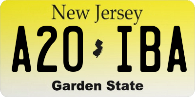 NJ license plate A20IBA
