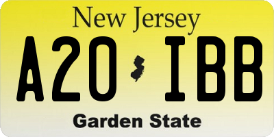 NJ license plate A20IBB