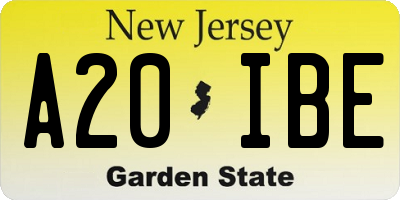 NJ license plate A20IBE