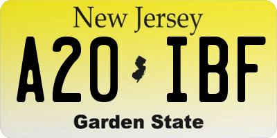 NJ license plate A20IBF