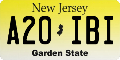 NJ license plate A20IBI