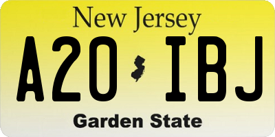 NJ license plate A20IBJ