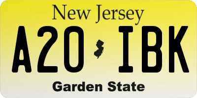 NJ license plate A20IBK