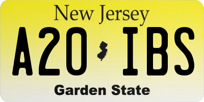 NJ license plate A20IBS