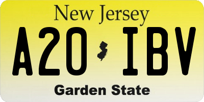 NJ license plate A20IBV