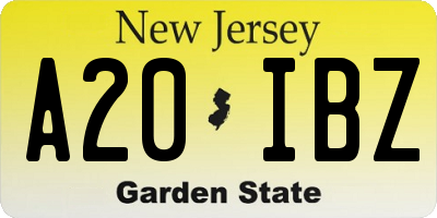 NJ license plate A20IBZ