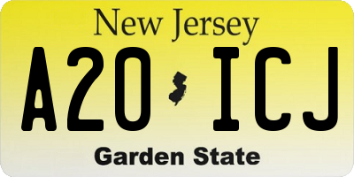 NJ license plate A20ICJ
