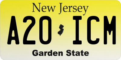 NJ license plate A20ICM