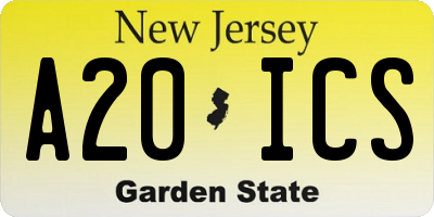 NJ license plate A20ICS