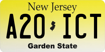 NJ license plate A20ICT