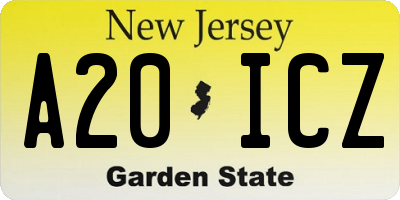 NJ license plate A20ICZ