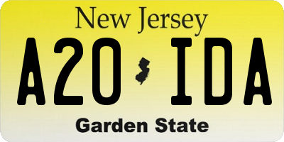 NJ license plate A20IDA
