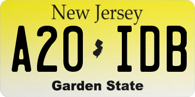 NJ license plate A20IDB