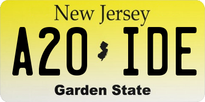 NJ license plate A20IDE