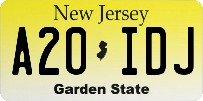 NJ license plate A20IDJ