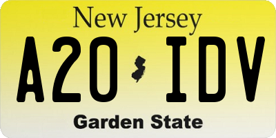 NJ license plate A20IDV