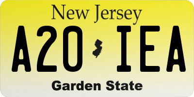 NJ license plate A20IEA