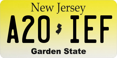NJ license plate A20IEF