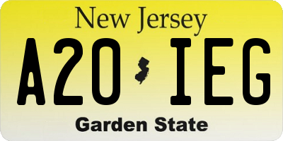 NJ license plate A20IEG