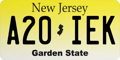 NJ license plate A20IEK