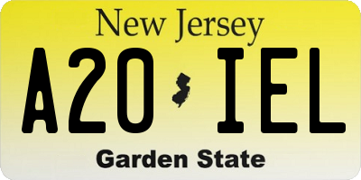 NJ license plate A20IEL