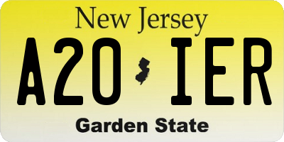 NJ license plate A20IER