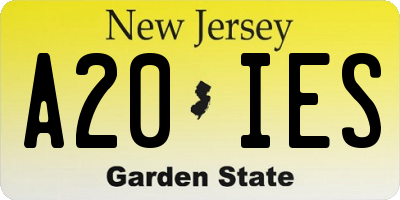 NJ license plate A20IES
