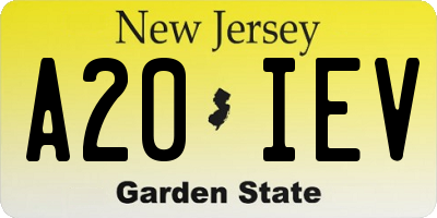 NJ license plate A20IEV