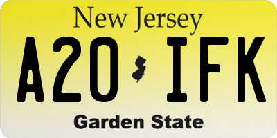 NJ license plate A20IFK
