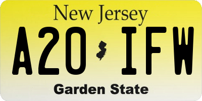NJ license plate A20IFW
