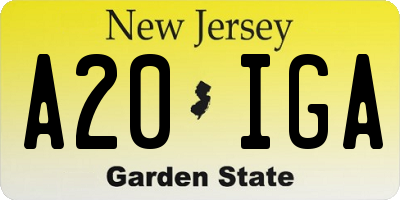 NJ license plate A20IGA