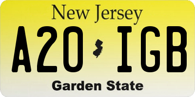 NJ license plate A20IGB