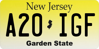 NJ license plate A20IGF
