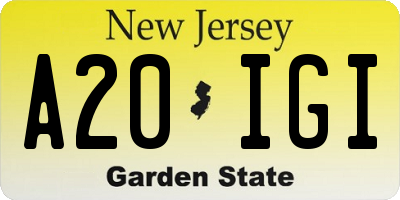 NJ license plate A20IGI