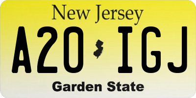 NJ license plate A20IGJ