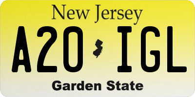 NJ license plate A20IGL