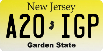 NJ license plate A20IGP