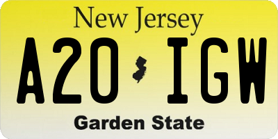 NJ license plate A20IGW