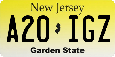 NJ license plate A20IGZ