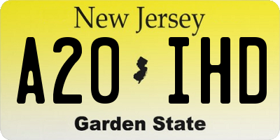 NJ license plate A20IHD