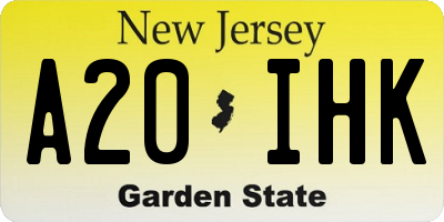 NJ license plate A20IHK