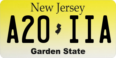 NJ license plate A20IIA