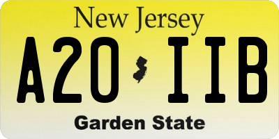 NJ license plate A20IIB